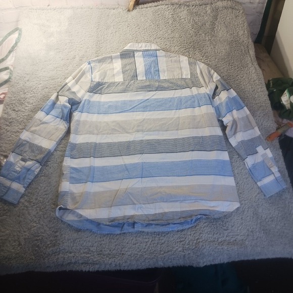 Zoo York Striped Button-Up Shirt Blue White Casual Long Sleeve Men's 2XB Skater - Picture 4 of 7